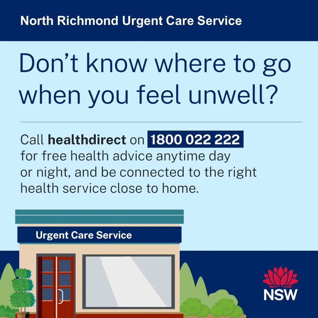 Residents Reminded if unwell North Richmond Urgent Care Service is there for you